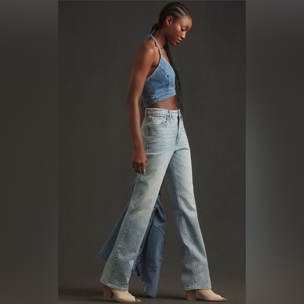 NWT Good American Good Icon Straight Crystal Jeans size 2/26